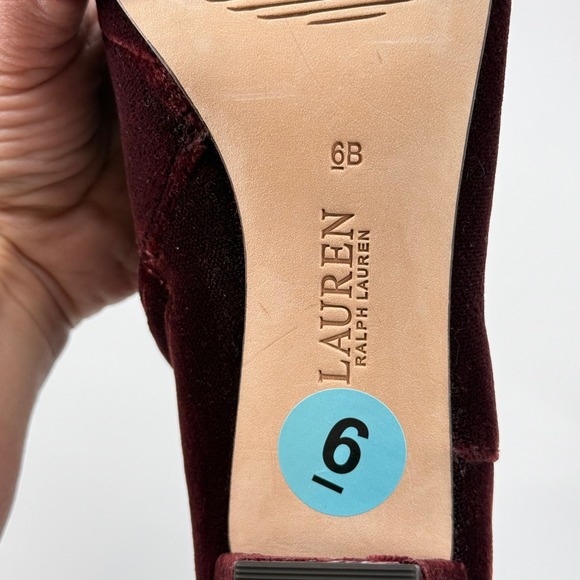 Lauren Ralph Lauren Willa Velvet Bootie Ankle Boots Zipper Burgundy Size 6 NEW - Picture 6 of 13